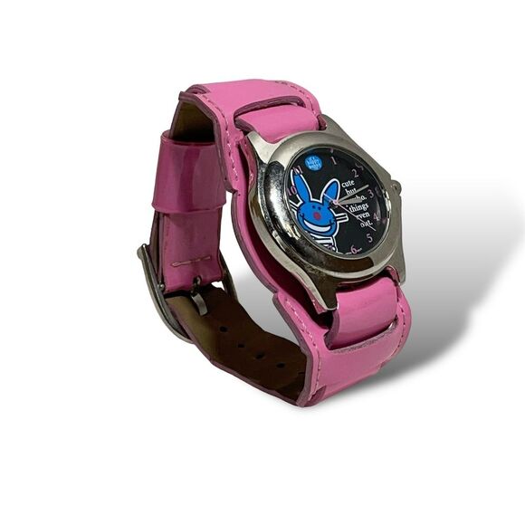 It's Happy Bunny Unisex Kids LCD Watch Pink Leather Strap White Dial Casual - Picture 5 of 7